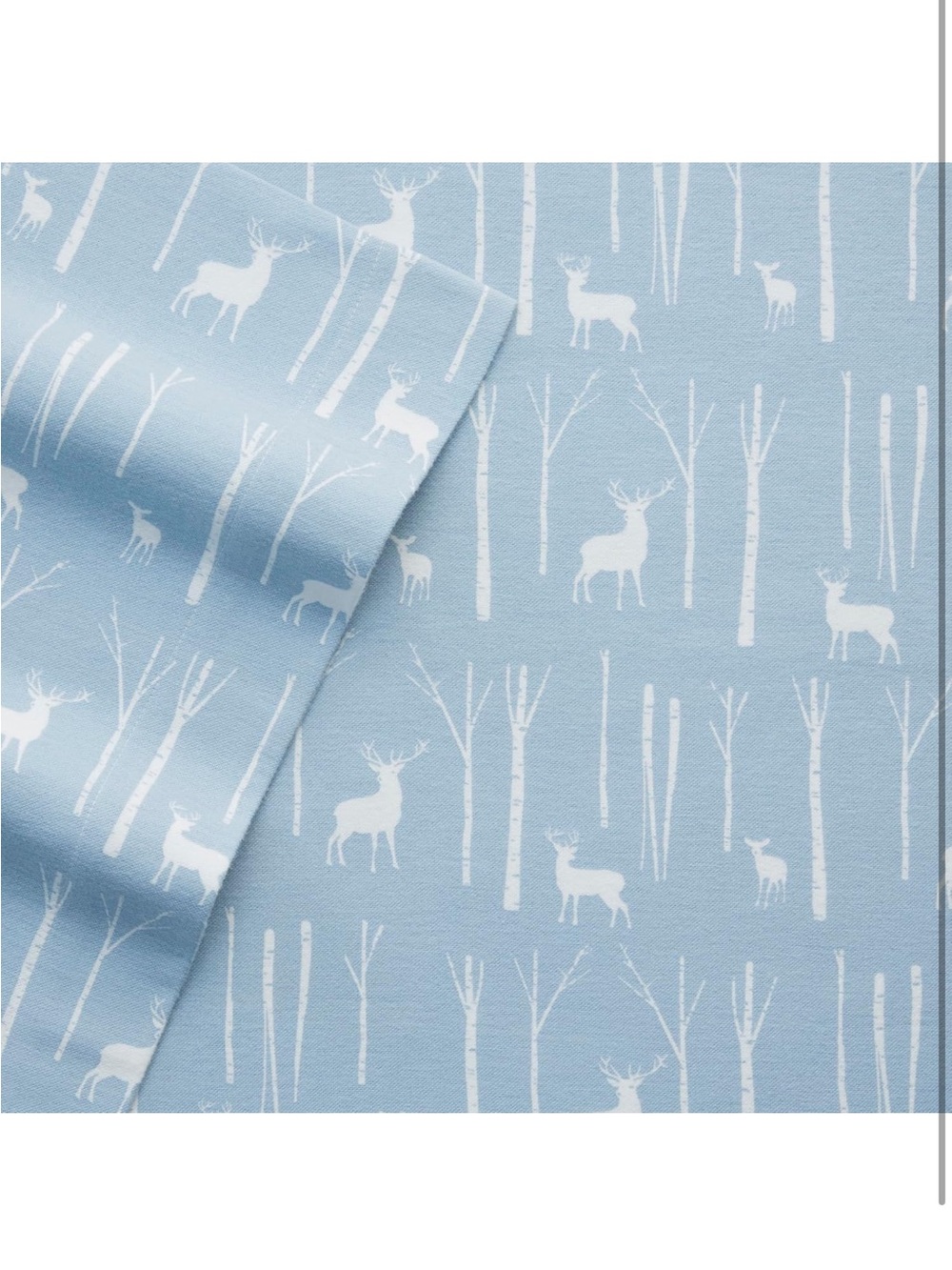 Eddie Bauer Light Blue Deer Flannel Queen Sheet Set - Picture 2 of 6